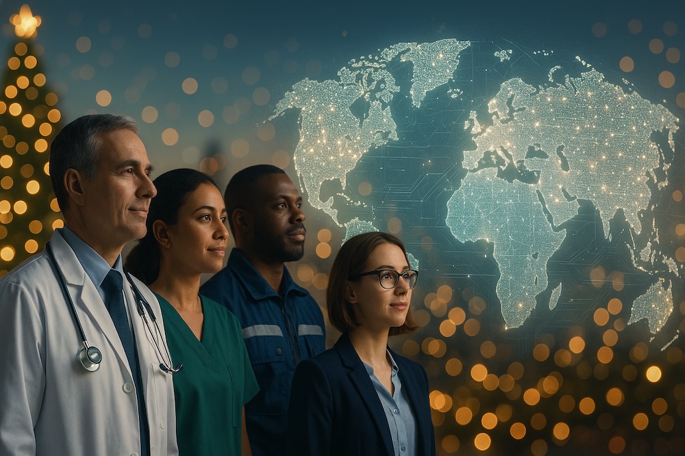 Abstract visual representing healthcare innovation and resilience during global uncertainty in 2025